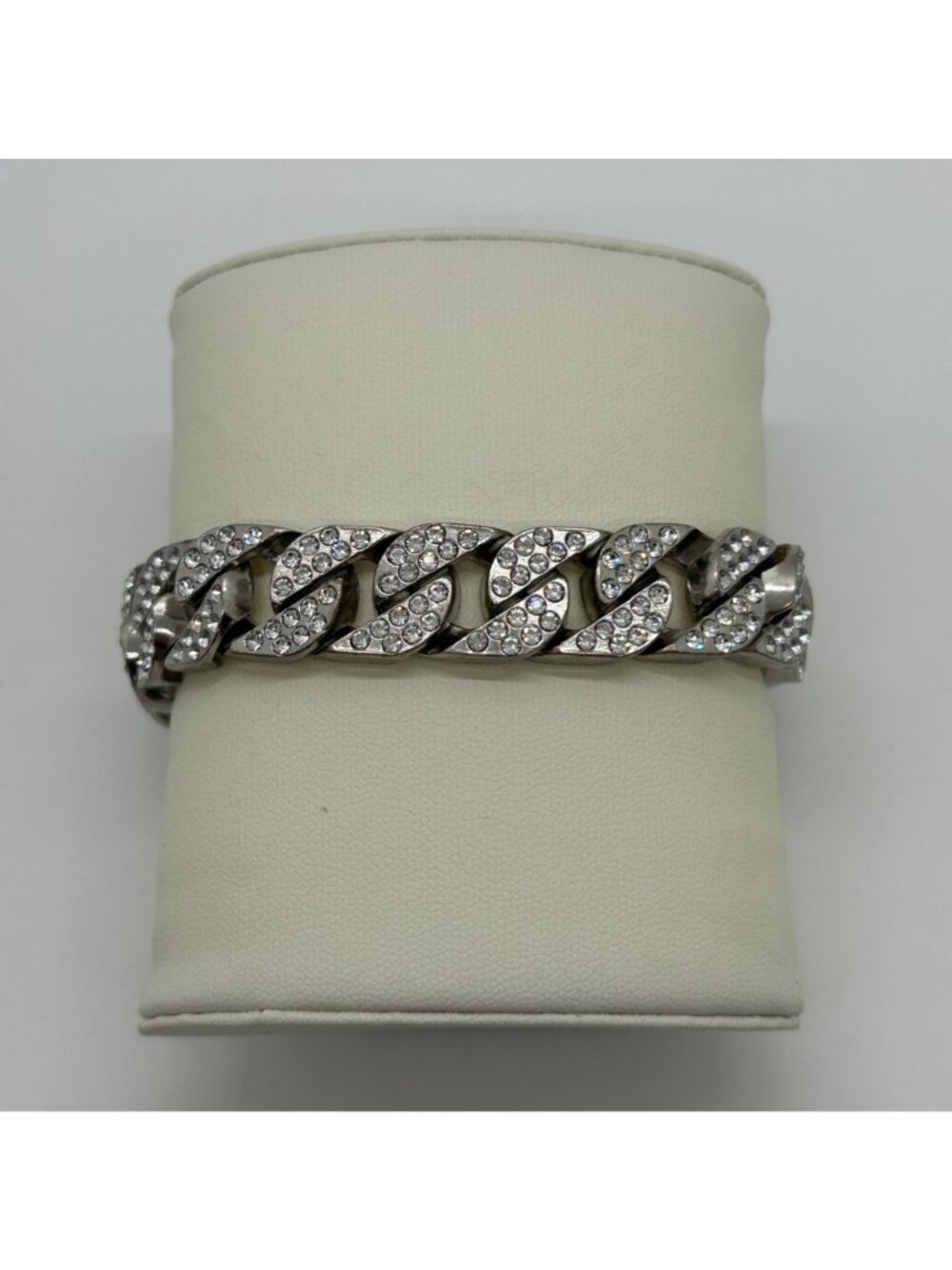 Iced Out Miami Cuban Link Bracelet Mens Hip Hop Bling Silver Tone Pave 7.5 inch - Picture 9 of 10